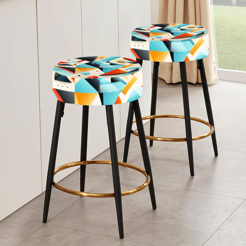 Revival Triangular Geometric Pattern - Geometric Bar Stools Set Of 2