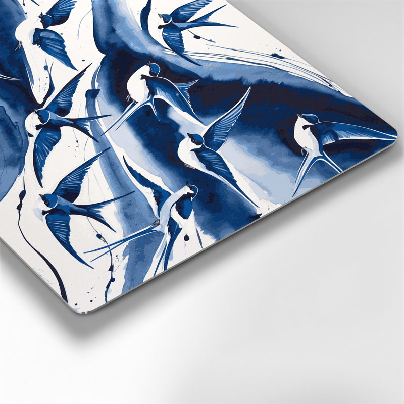 Oiseaux, art mural gris et hirondelle en métal gris, H 12 po x l 18 po