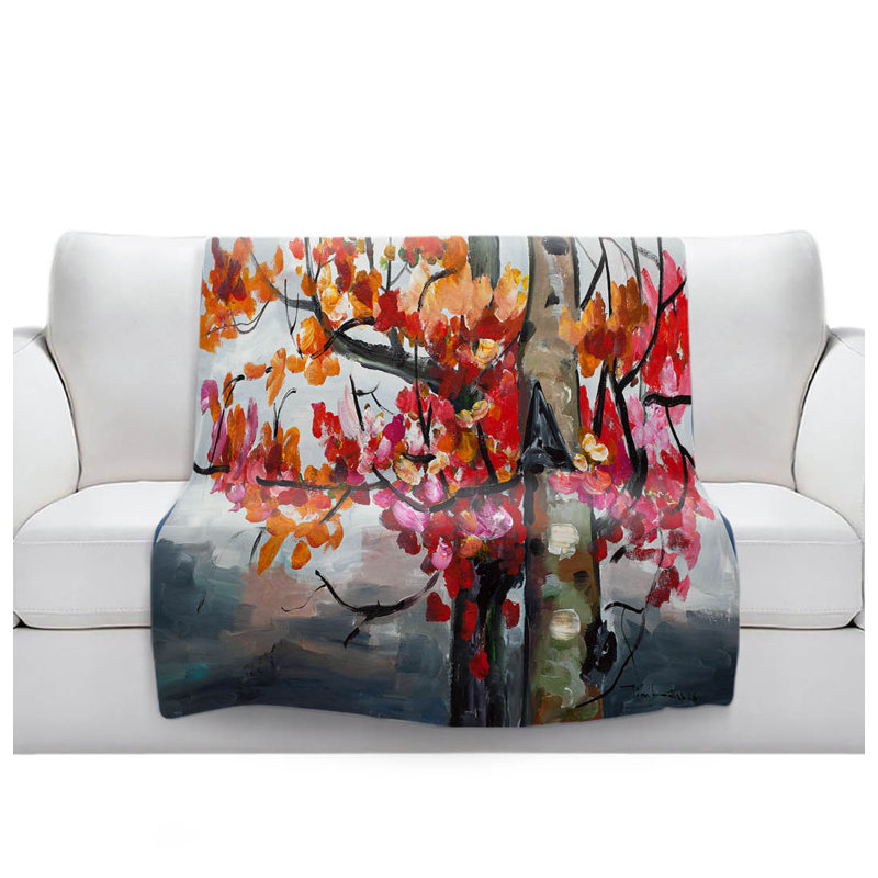 Couverture sherpa doux bouleau arbre 2 couleurs, l 68 po x L 80 po