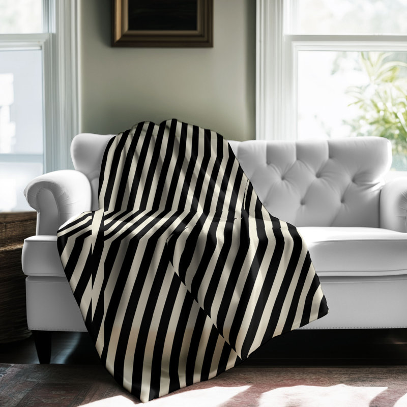 Mono rayures - 1 pièce Sherpa Premium couverture 0111, L 50 po x L 60 po