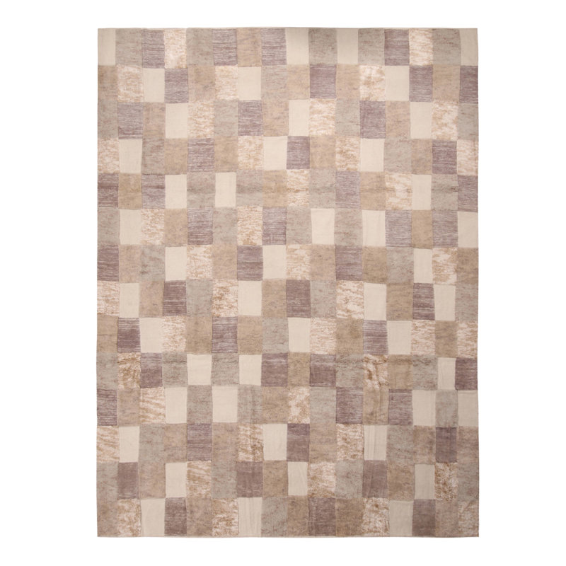 Handmade Wool Geometric Area Rug, Rectangle 5' x 8'