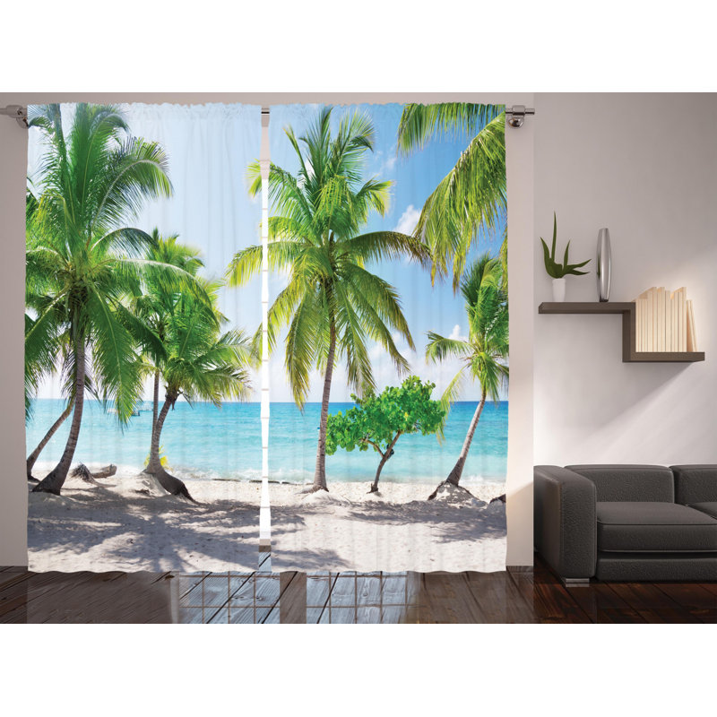 Beach Semi-Sheer Rod Pocket Curtain Panels, 54" x 108"