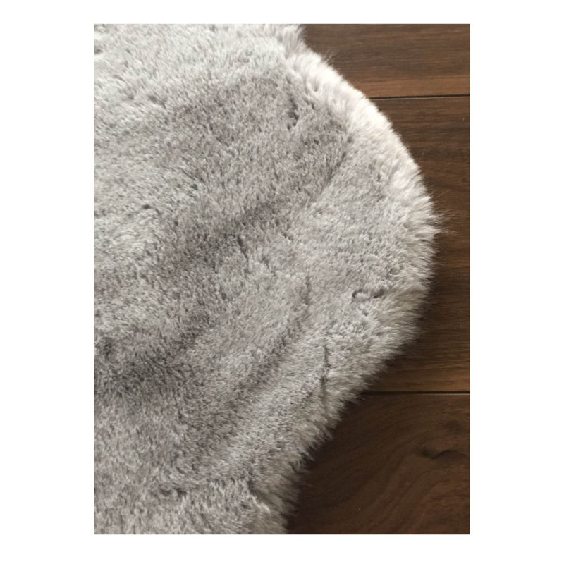 Tapis gris en acrylique tissé à la machine Novelty Edmundo, Nouveauté 3 pi 11 po x 5 pi 11 po