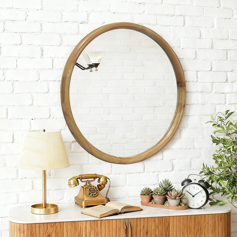 Miroir mural Rund, Bois