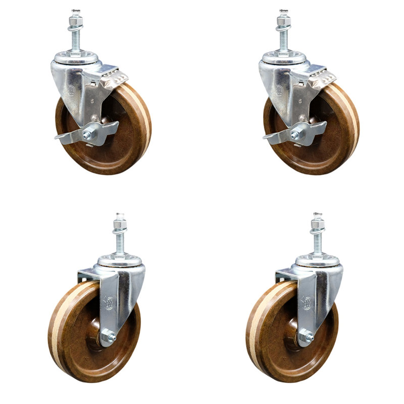 Temp Phenolic Wheel Swivel 10mm Threaded Stem Caster SCC