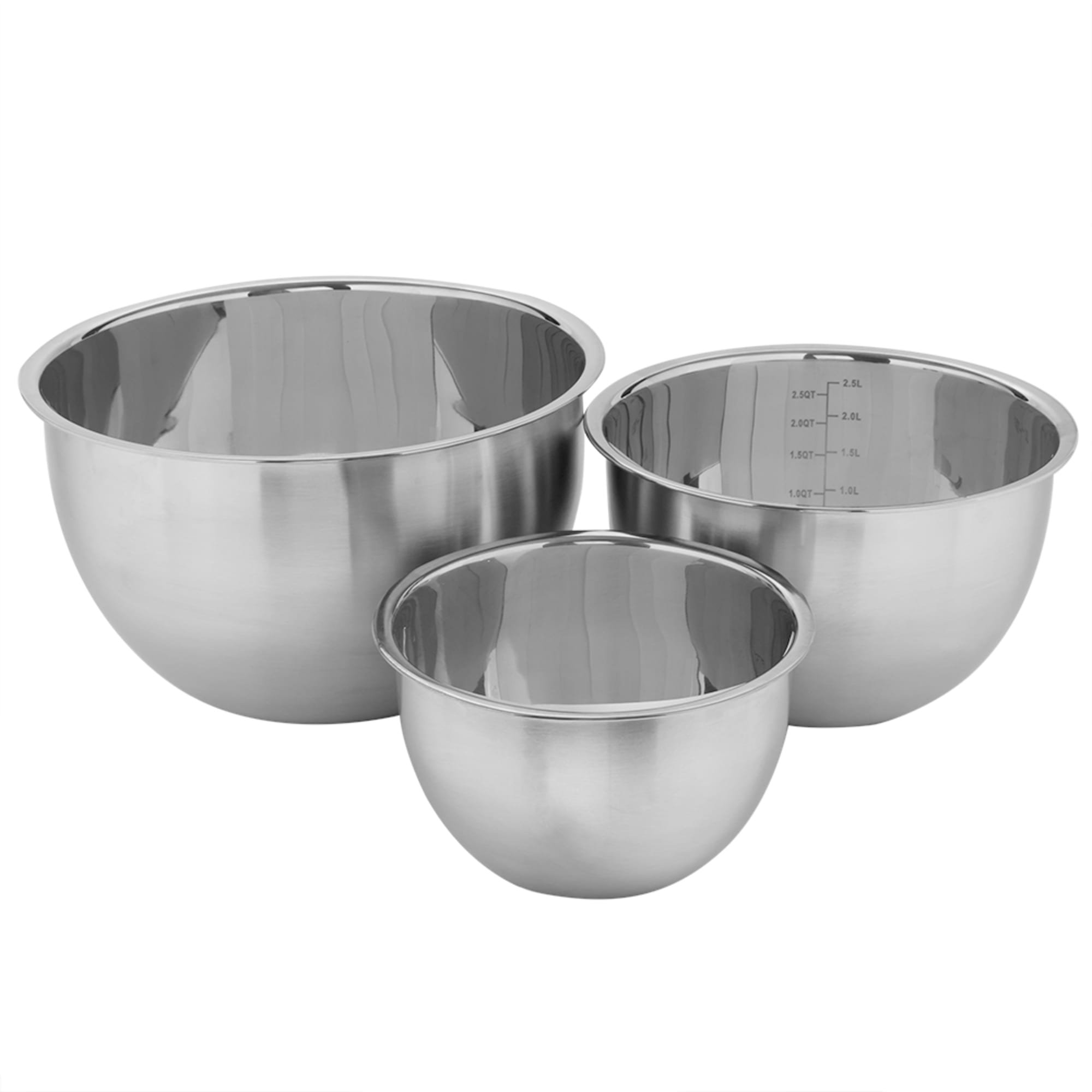 6-Piece Stainless Steel Mixing Bowls, Non-slip Nesting Whisking