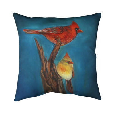 Birds on a branch - 18"x18" Throw pillow - Poly twill - Print on demand