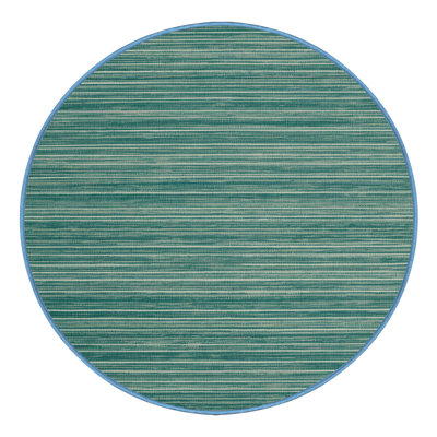 Machine Washable Horizontal Stripes Blue Area Rug