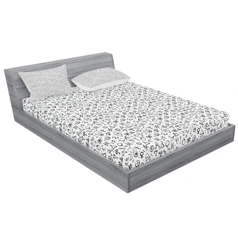 Microfiber Geometric Sheet Set, Full Sheet Set with 2 Pillowcases