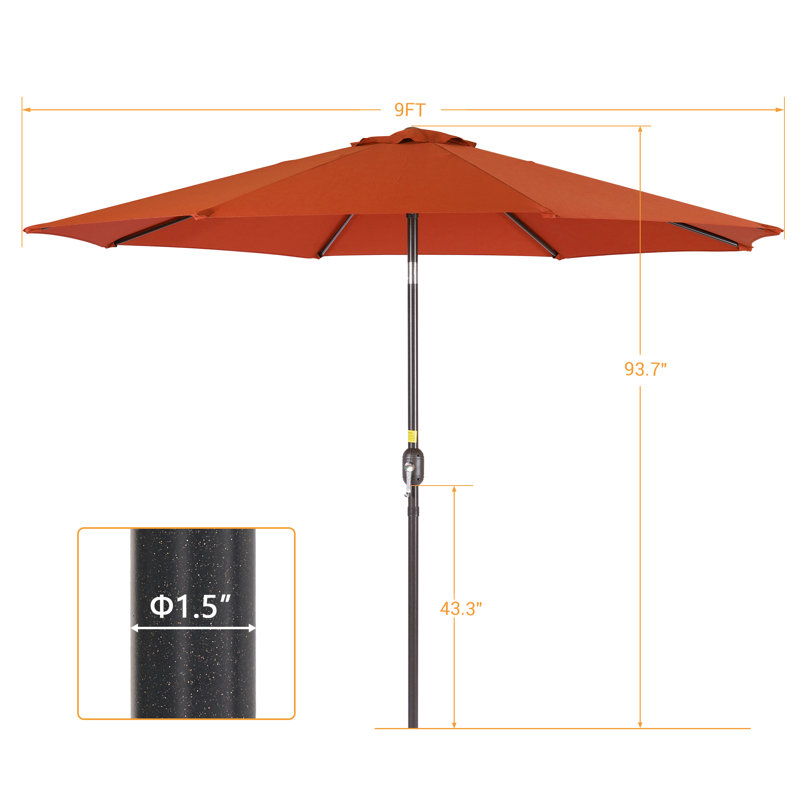 Parasols de marché et abat-jour 9 pi, parasol de table pour l'extérieur et le patio, Orange