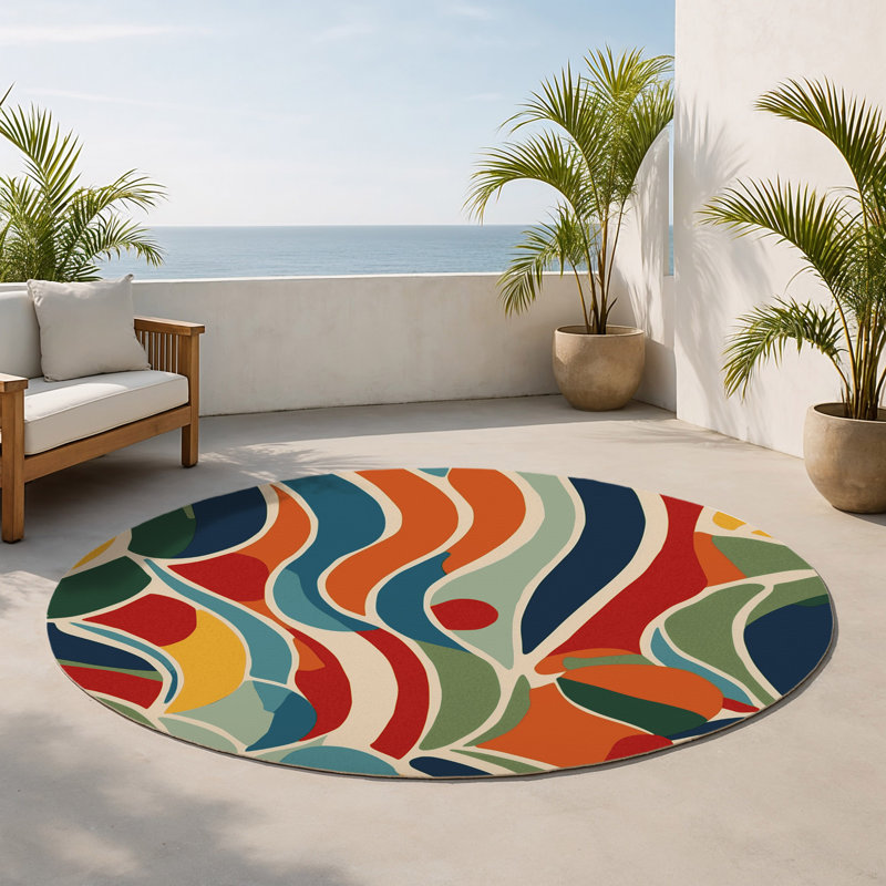 Tapis intérieur et extérieur Perky Line, Rond 5 pi