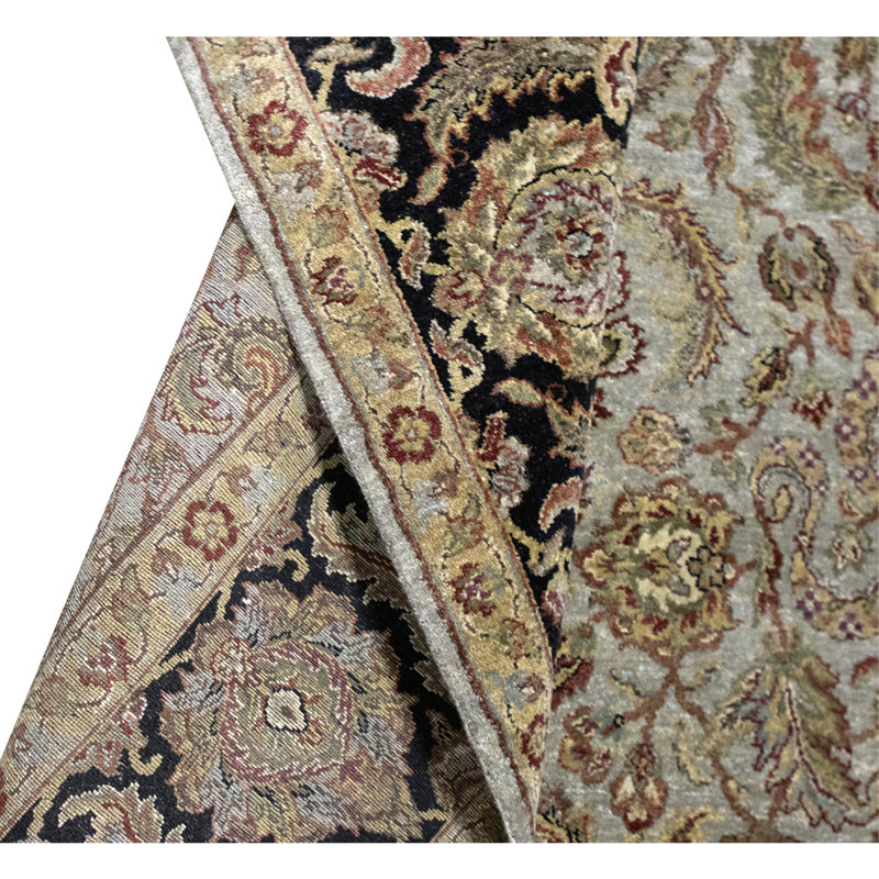Tapis gris et noir noué à la main de haute qualité