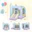 Inflatable Bouncy With Slide, Multicoloured, 840d And 420d Fabric, Two - Jumping Zone, Handrails, High Mesh Walls, Six Ground Stakes, 2 Minute Setup Multicoloured For Young , Spacious Play Area Two,