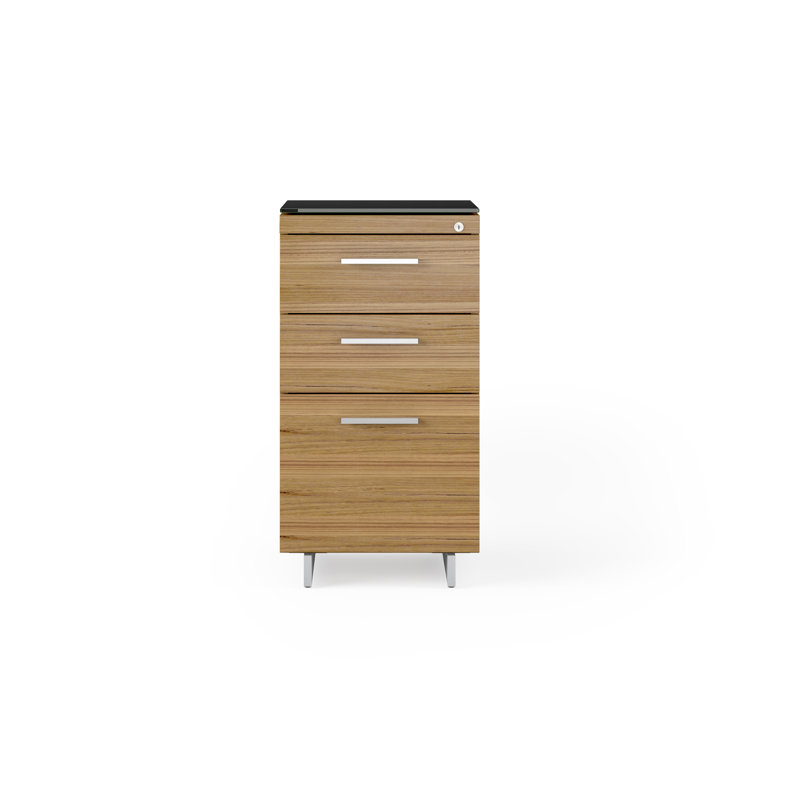 Sequel 20 3 - Drawer File Cabinet, Natural Walnut/Satin Nickel