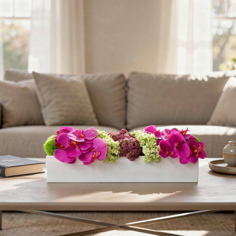 Modern Orchid and Succulent Arrangement