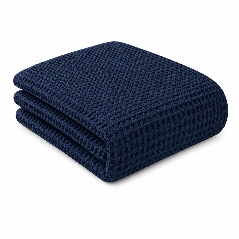 Couverture en coton tissé gaufré pour un confort en toute saison, Très grand lit, Gris foncé