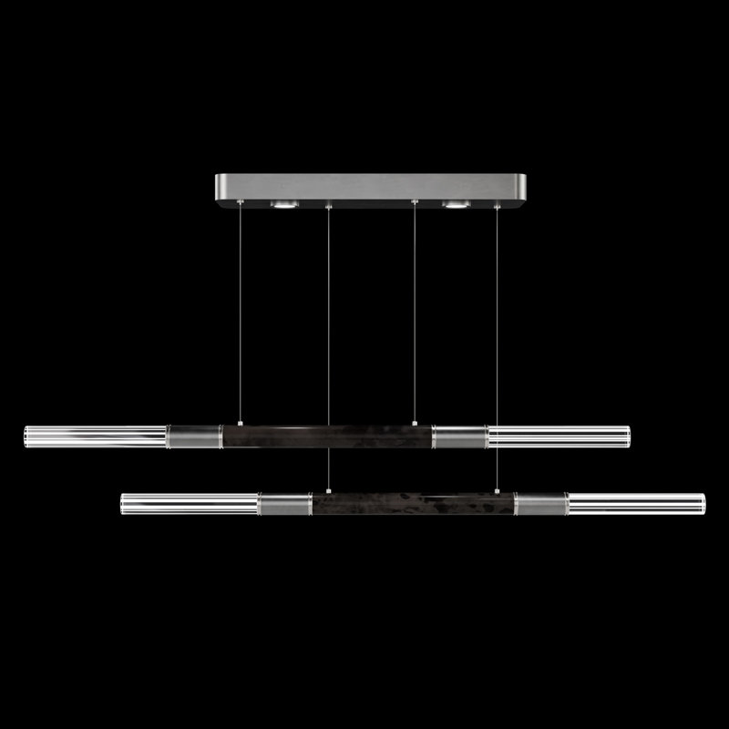 Antonia 71"W Linear Pendant, Nickel/Silver/Charcoal