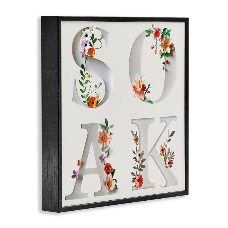Giclée florale pour salle de bain, dessin par Susan Arnot, Giclée encadrée noir minuit, H 12 po x l 12 po