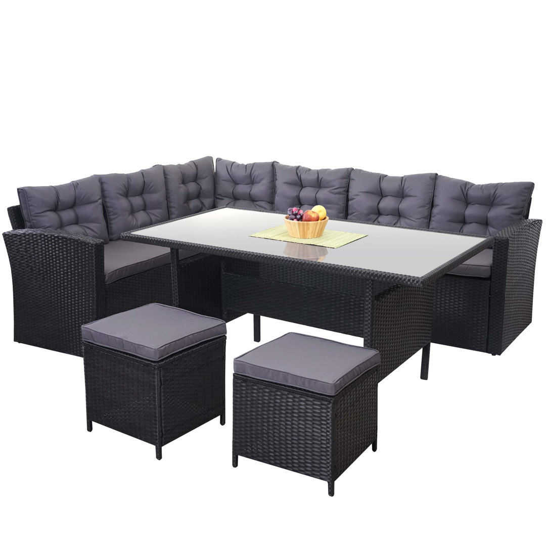 8-Sitzer Lounge-Set Castleford aus Polyrattan mit Polster