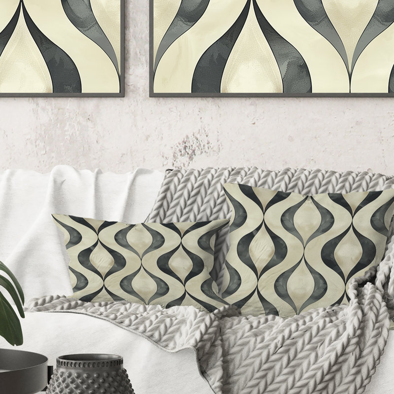 Coussin lombaire beige Mid-Century