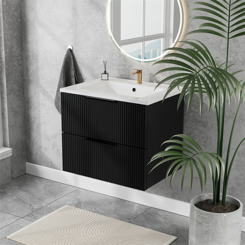Meuble-lavabo flottant 24 po, Noir, 24"