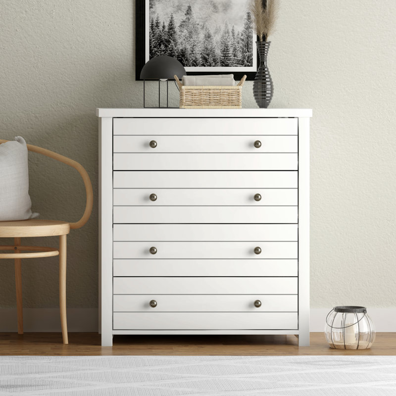 Commode 4 tiroirs Kiara, Blanc