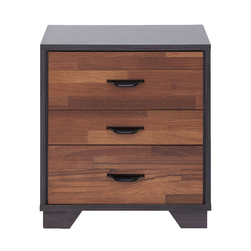 Table d'appoint rectangulaire à 3 tiroirs, Brun / bois naturel
