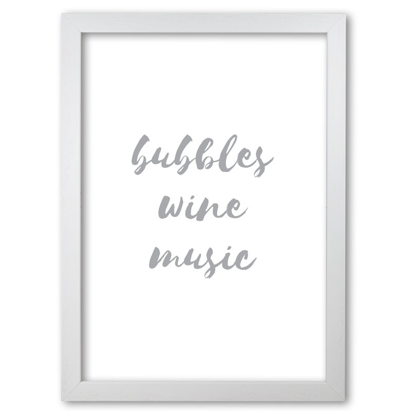 Bubbles Wine Music - Print, 42 cm H x 30 cm W x 5 cm D, White Grain Frame