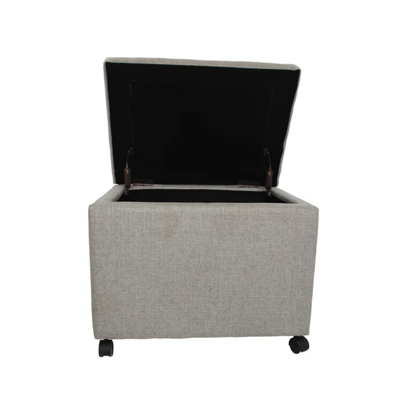 Repose-pieds rectangulaire avec rangement Hamlin, Gris Fabirc