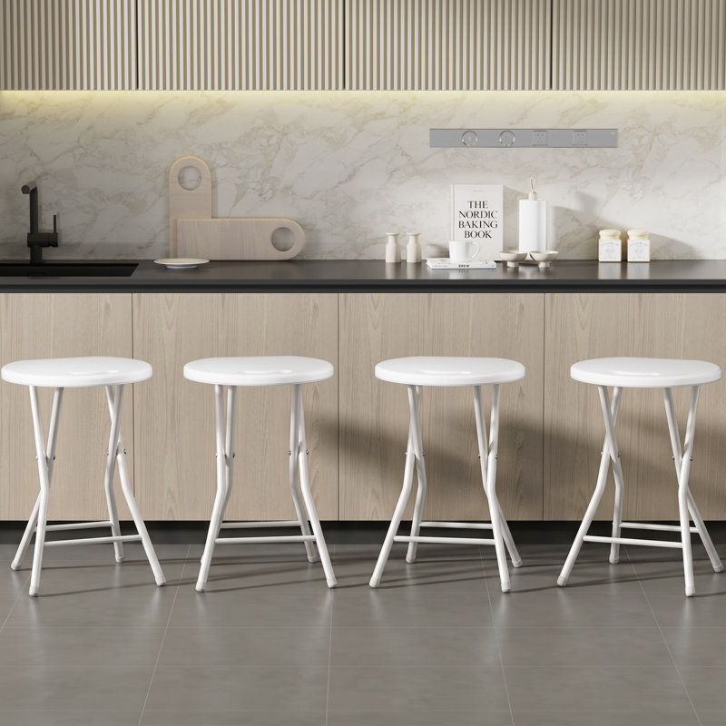 Ensemble de 4 tabourets pliants pour adultes portatifs, sans dossier 18,7 pouces, tabourets pliables et robustes avec poignée pour comptoir de cuisine