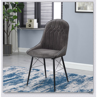 Élégantes chaises de salle à manger à dossier capitonné gris et noir (ensemble de 2) pour des sièges élégants et confortables