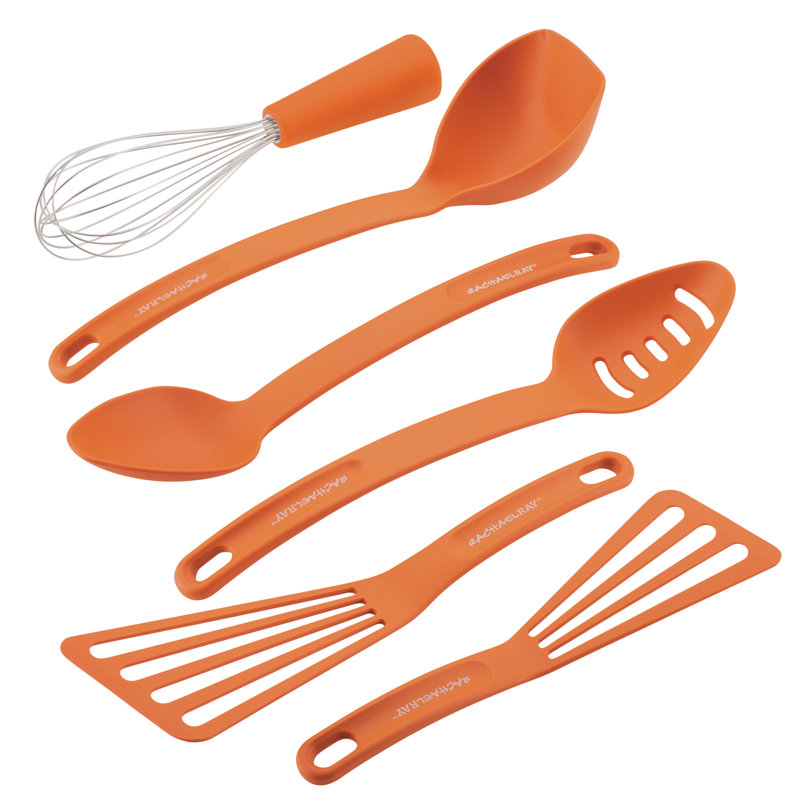Rachael Ray Kitchen Utensils and Cooking Tools Set, 6-Piece, Orange
