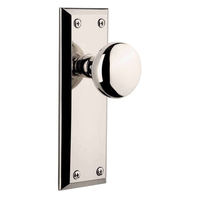 Grandeur Fifth Avenue Plate Double Dummy with Fifth Avenue Door Knob, Polished Nickel