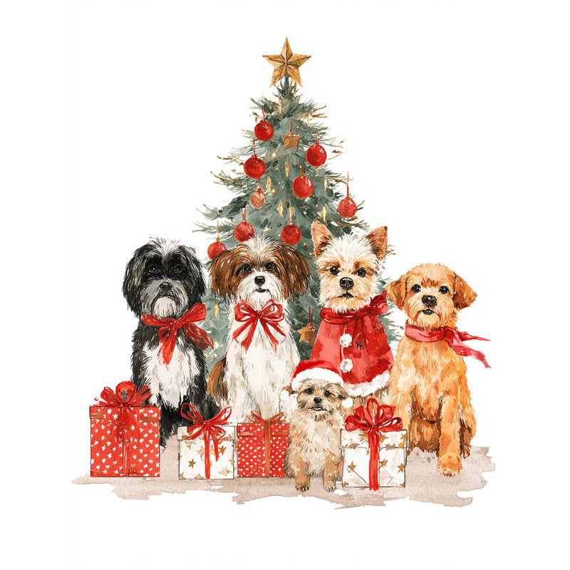 «Christmas Dogs Family», art mural sur toile, H 36 po x l 24 po