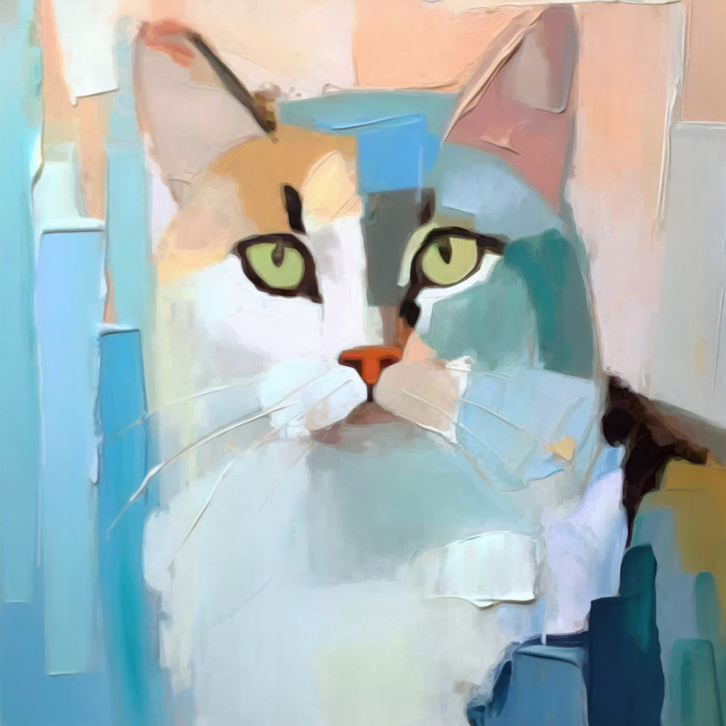 «Chat» sur toile, H 32 po x l 26 po