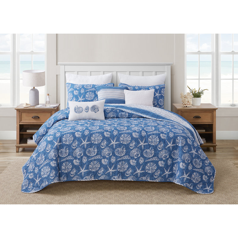 Mare Blue Reversible Cotton Twin Quilt Set
