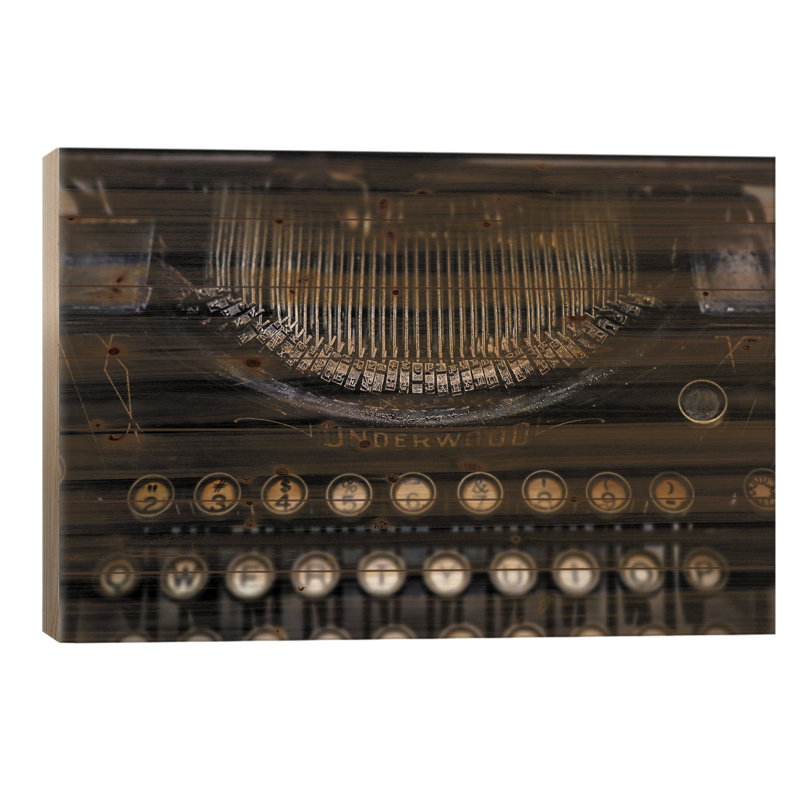 Machine à écrire rétro - sans cadre sur bois, L 26 po x H 18 po