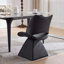 Chaise de salle à manger pivotante - Similicuir noir - Base trapézoïdale - Pivotant à 360 °-1814546049