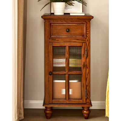 Vintage Style Solid Wood & Glass Accent Cabinet