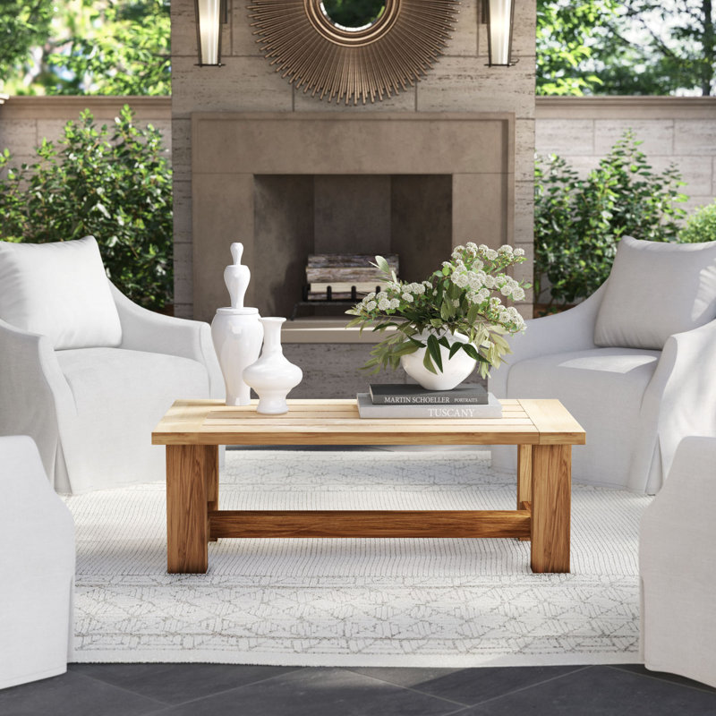 Croquet Teak Outdoor Coffee Table, Natural Teak