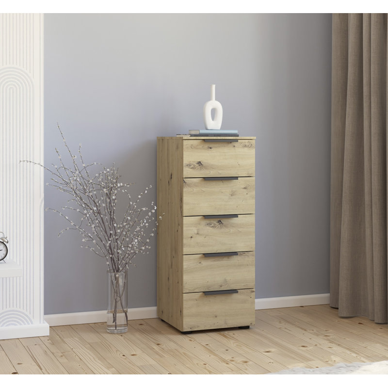 Flipp 5 Drawer 40Cm W Chest, Artisan Oak/Graphite