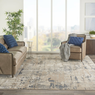 Addie Abstract Modern Machine Woven Area Rug in Beige/Gray