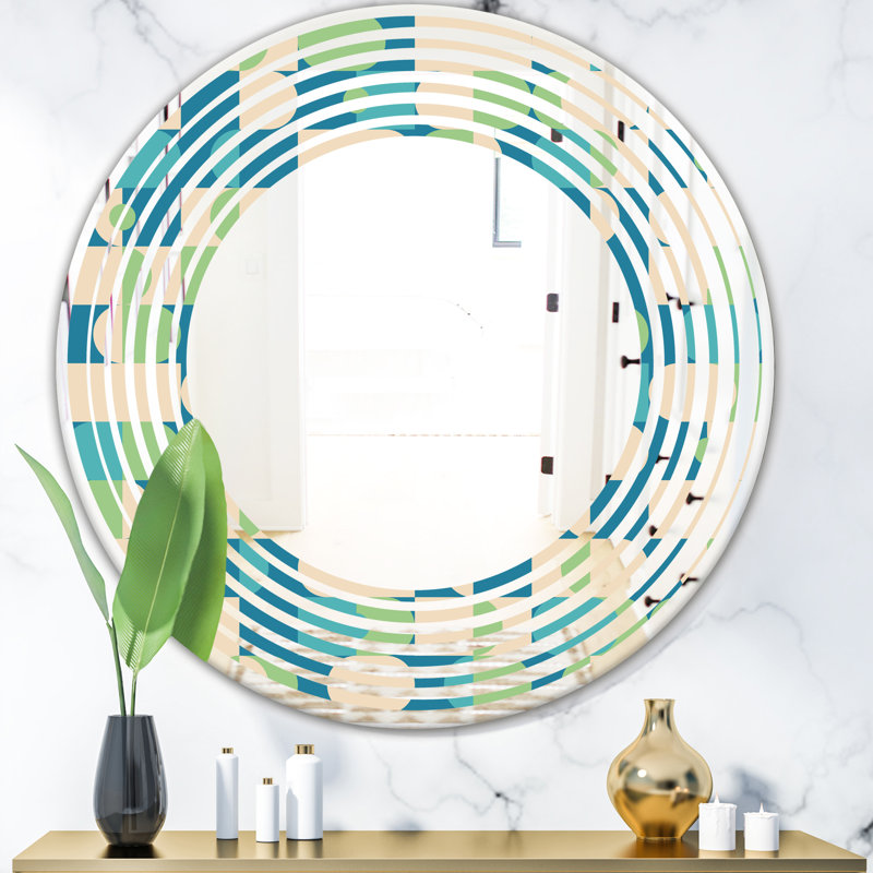 Coastal Frameless Wall Mirror, Wave Abstract I, 31.5" H x 31.5" W