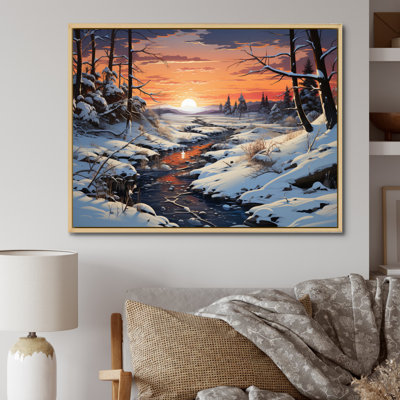 Paysage d'hiver rivière - impressions d'art mural