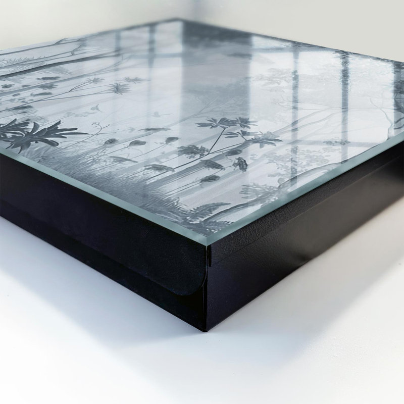 Key cabinet, Opens to the right, 30x30x5, Black, An atmospheric forest in a delicate haze of harmony, 