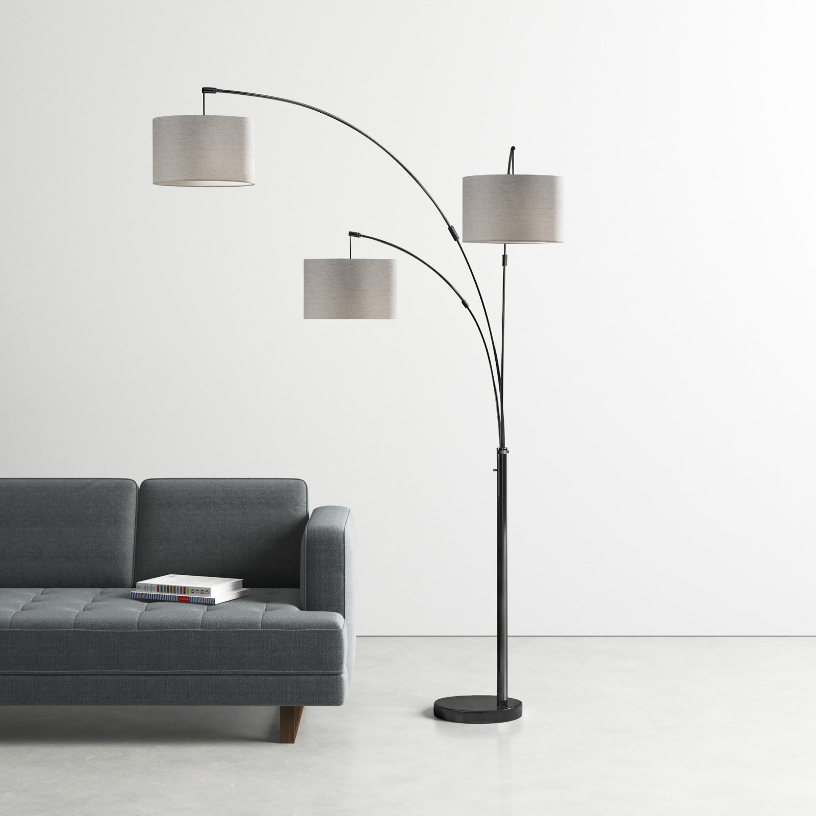 Felice 74'' Floor Lamp, Taupe, Black