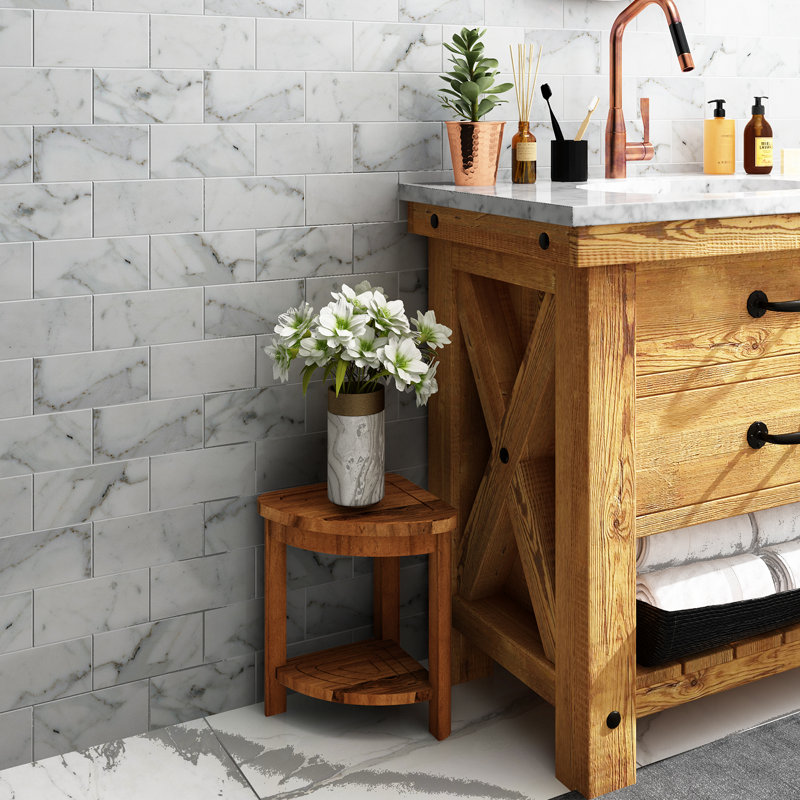Tabouret de douche en teck massif 