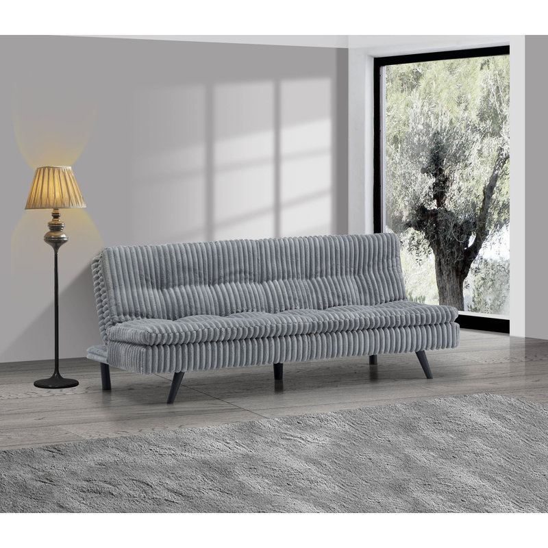 Beige Corduroy Pillow Top Futon, Light Gray Corduroy