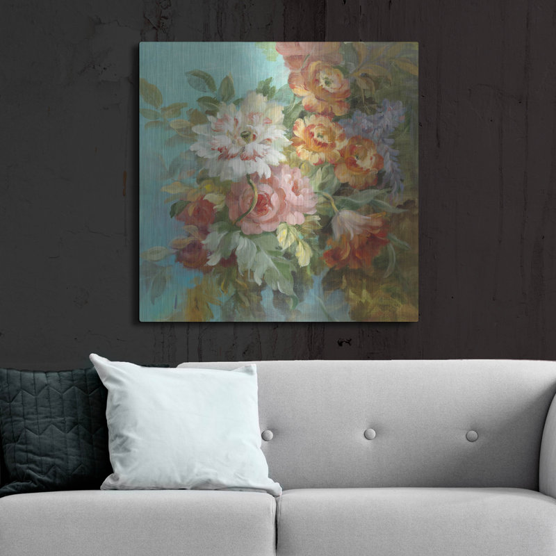 Art mural en métal luxueux «Seaside Garden 1» par Danhui Nai, H 36 po x l 36 po