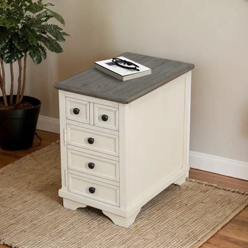 Table de bout en bois massif avec rangement Sohani